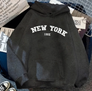 Moletom Canguru Unissex Blusa De Frio Com bolso e capuz Casaco Feminino Masculino Flanelado Algodão New York 199X