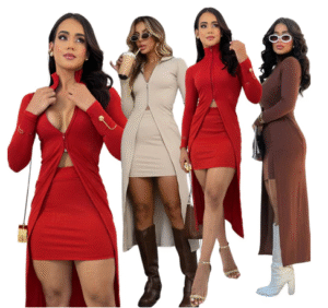Conjunto Feminino Cardigan Sobretudo + saia curta Ribana inverno