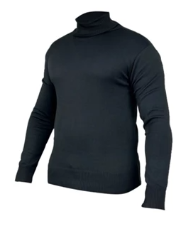 Cacharrel Blusa Trico Sueter Lã Masculina Canelada Gola Alta