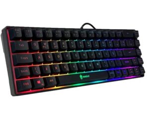 Teclado Gamer Semi Mecânico 60% com Fio Preto Led Rgb Abnt2 Usb Pc Computador Videogame Pequeno